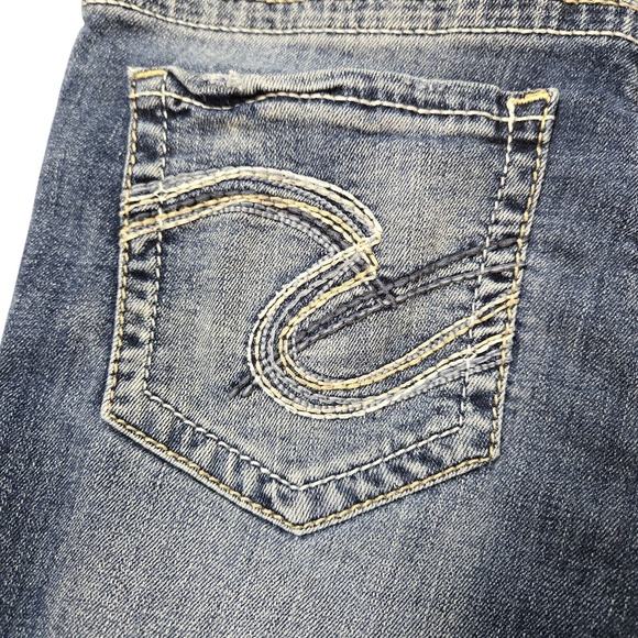 Silver Jeans Suki Mid Rise Shorts Womens 28 Blue Stretch Denim Faded Curvy Fit - Picture 5 of 8